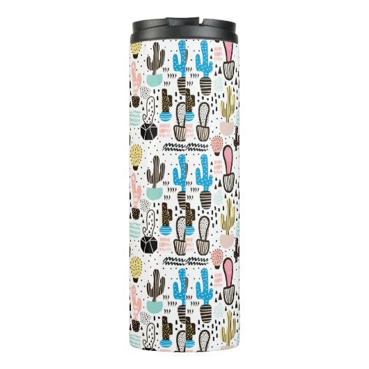 Moderner Kaktus-geometrisches Muster Thermosbecher (Rückseite)