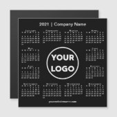 Moderner Kalender 2021 mit Firmenlogo Schwarz Magnetkarte (Vorne/Hinten)