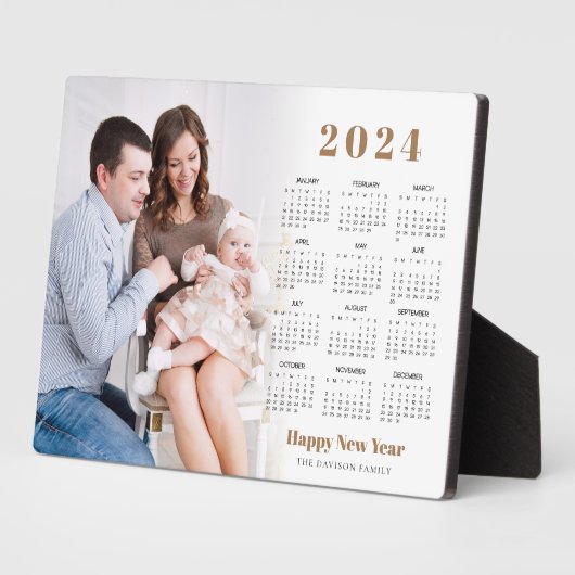 Moderner Kalender 2024 Foto Frohes Neues Jahr Fotoplatte (Seite)