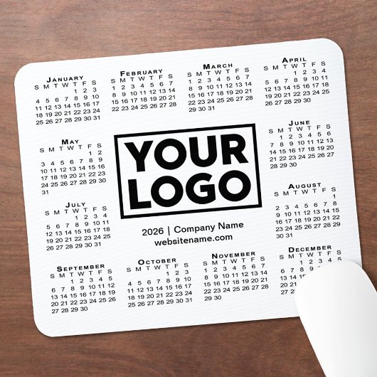 Moderner Kalender 2026 Firmenlogo Geschäft Mousepad