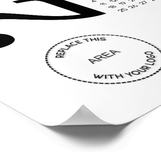 Moderner Kalender 2026 Firmenlogo QR-Code Poster (Ecke)