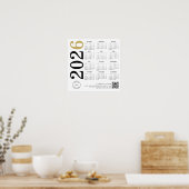 Moderner Kalender 2026 Firmenlogo QR-Code Poster (Küche)