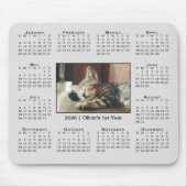 Moderner Kalender 2026 Ihr Foto Name auf Grau Mousepad (Vorne)