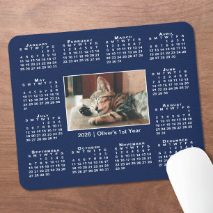 Moderner Kalender 2026 Ihr Foto Name auf Marinebla Mousepad