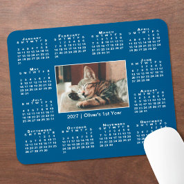 Moderner Kalender 2027 Ihr Foto Name auf Blau Mousepad