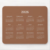 Moderner Kalender braun minimalistisch Mousepad (Vorne)