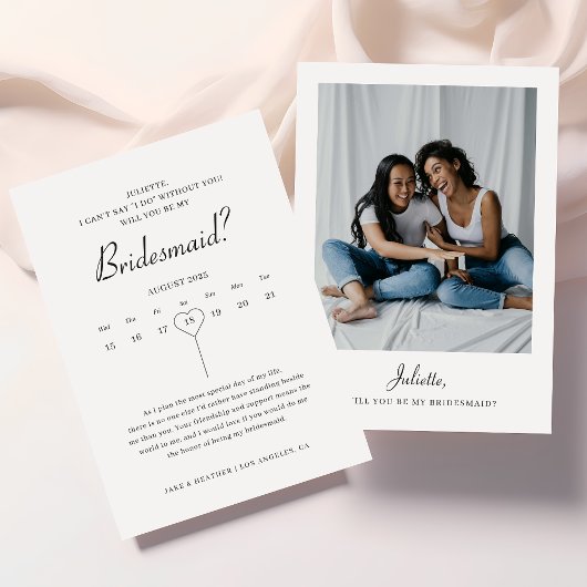 Moderner Kalender Bridesmaid Vorschlag Foto Einladung