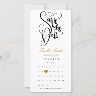 Moderner Kalender Gold Liebe Herz Save The Date