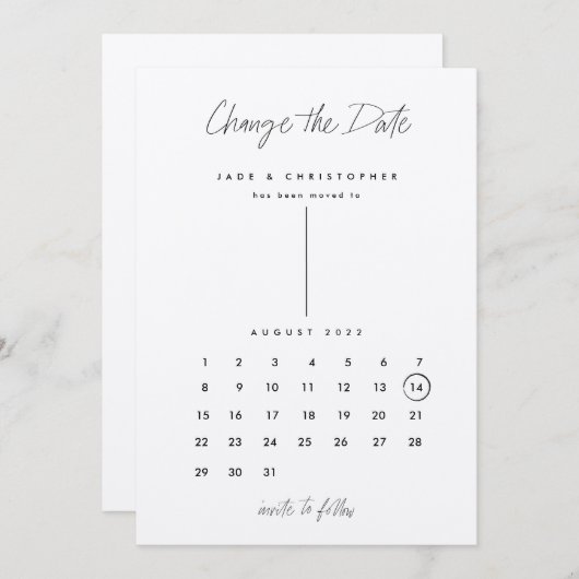 Moderner Kalender Kraft ändert Datum Save The Date (Vorne/Hinten)