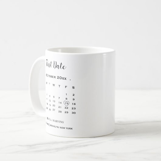 Moderner Kalender ohne Foto Hochzeit Erstes Datum Kaffeetasse (Vorderseite Links)