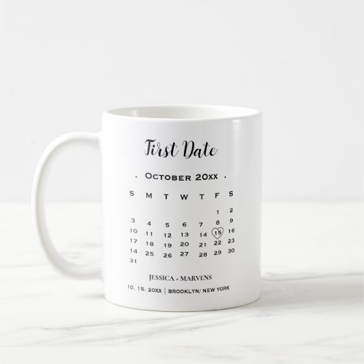 Moderner Kalender ohne Foto Hochzeit Erstes Datum Kaffeetasse (Links)