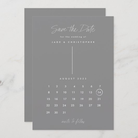 Moderner Kalender Save the Date (Vorne/Hinten)