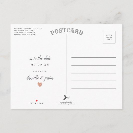 Moderner Kalender Save the Date Ankündigungspostkarte (Rückseite)