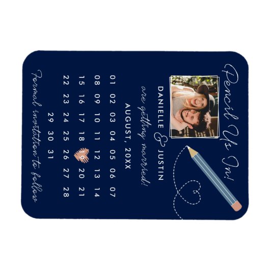 Moderner Kalender Save the Date Magnet (Horizontal)