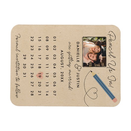 Moderner Kalender Save the Date Magnet (Horizontal)