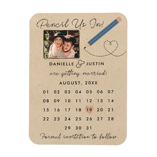 Moderner Kalender Save the Date Magnet (Vertikal)