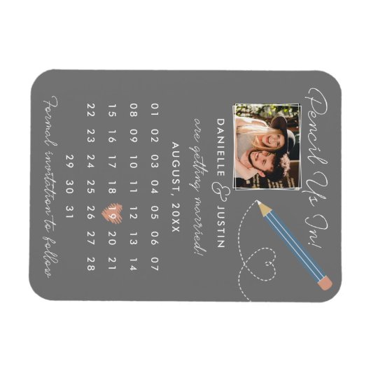 Moderner Kalender Save the Date Magnet (Horizontal)