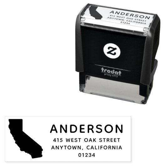 Moderner KALIFORNIER Staat Form Rücksendeadresse Permastempel (Beispiel)