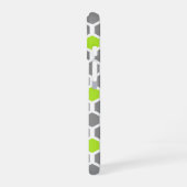 Moderner Kalkgrauer Hexagon mit Name Monogram iPhone 16 Hülle (Linke Seite)