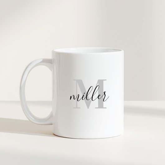 Moderner Kalligrafie-Familienname-Monogramm Kaffeetasse