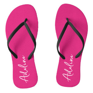 Moderner Kalligrafie-Pink-Individuelle Name Badesandalen