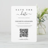Moderner Kalligrafie-Schrift-QR-Code-Foto Save The Date (Stehend Vorderseite)