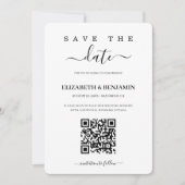 Moderner Kalligrafie-Schrift-QR-Code-Foto Save The Date (Vorderseite)