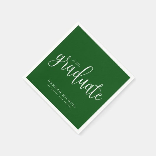 Moderner Kalligrafie Script Green Abschluss Serviette (Ecke)