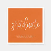 Moderner Kalligrafie-Script-Orange-Abschluss Serviette (Vorderseite)