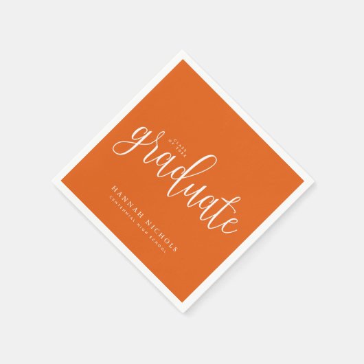 Moderner Kalligrafie-Script-Orange-Abschluss Serviette (Ecke)
