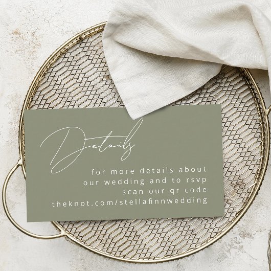 Moderner Kalligrafie-Skala - Grüne Details QR-Code Begleitkarte