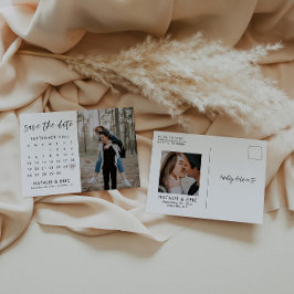 Moderner Kalligrafiekalender Save the Date Postkar Postkarte