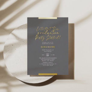 Moderner kalligrafischer Abschluss Blush Grau Folieneinladung
