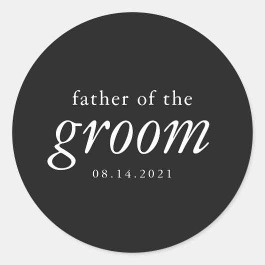 Moderner kalligrafischer Vater der Groomehe Runder Aufkleber (Vorderseite)