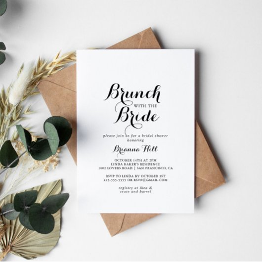 Moderner Kalligraphie-Brunch mit Brautdusche Einladung