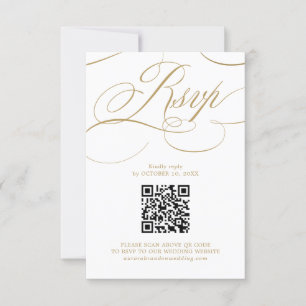 Moderner Kalligraphie zeitloser weißer Goldcode QR RSVP Karte