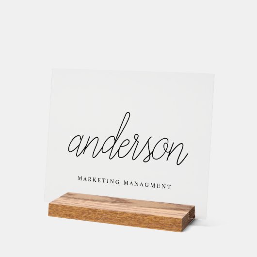 Moderner Kalligraphiename Acrylic Acrylschild (Winkel)