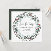 Moderner Kaminurlaub Save the Date Karte (Vorderseite/Rückseite Beispiel)