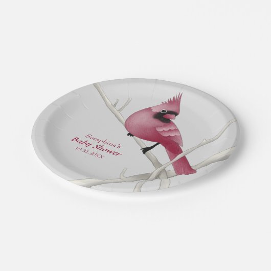 Moderner Kardinal Bird Pappteller (Schrägansicht)
