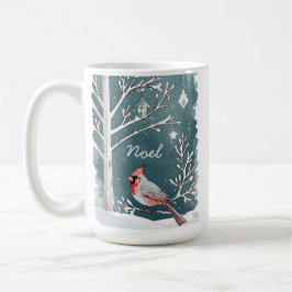 Moderner Kardinal Winterlandschaft Weihnachtsname Kaffeetasse
