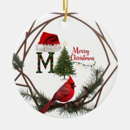 Moderner Kardinal Woodland Keramik Star Ornament