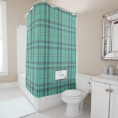 Moderner Karierter Aquamariner Duschvorhang (Beispiel)