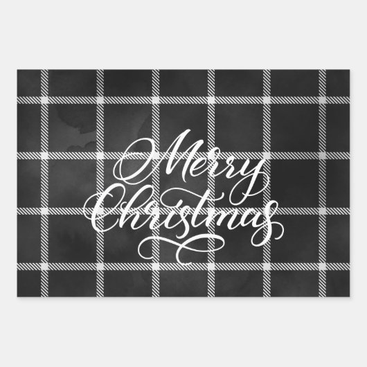 Moderner Karierter Gingham Frohe Weihnachtsfeierta Geschenkpapier Set (Vorderseite 2)