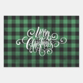 Moderner Karierter Gingham Frohe Weihnachtsfeierta Geschenkpapier Set (Vorderseite 3)