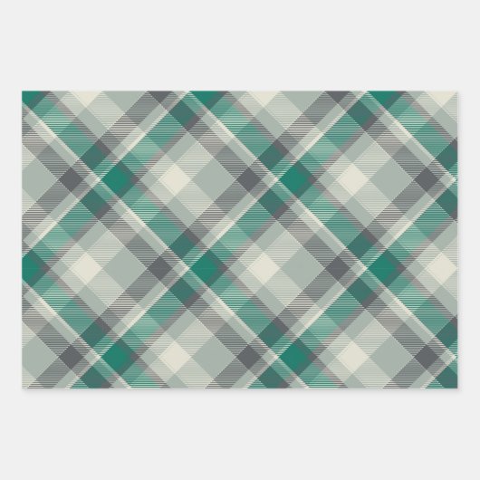 Moderner Karierter Gingham Frohe Weihnachtsfeierta Geschenkpapier Set (Vorderseite)