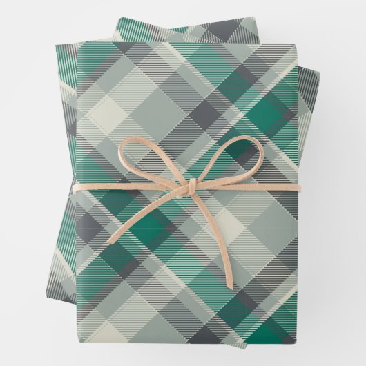 Moderner Karierter Gingham Frohe Weihnachtsfeierta Geschenkpapier Set (Beispiel)