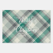 Moderner Karierter Gingham Frohe Weihnachtsfeierta Geschenkpapier Set (Vorderseite)