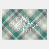 Moderner Karierter Gingham Frohe Weihnachtsfeierta Geschenkpapier Set (Vorderseite 3)