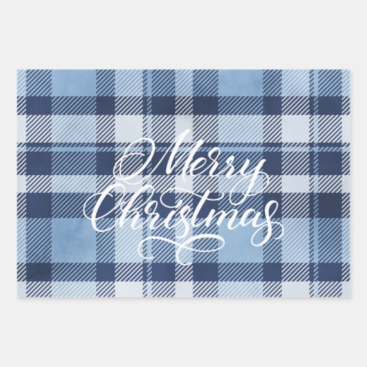 Moderner Karierter Gingham Frohe Weihnachtsfeierta Geschenkpapier Set (Vorderseite 2)