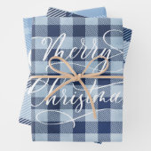Moderner Karierter Gingham Frohe Weihnachtsfeierta Geschenkpapier Set (Beispiel)